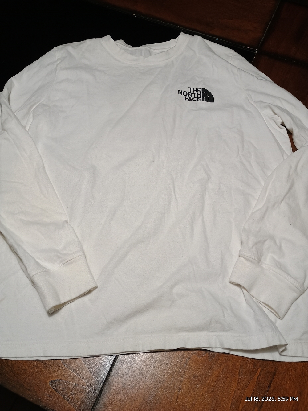 The North Face Men's Long Sleeve White Logo Tee